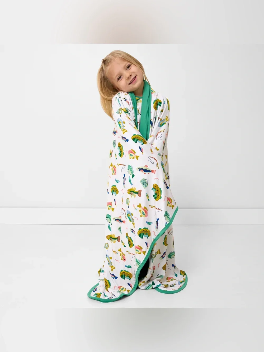 Little Sleepies Gone Fishin' Large Cloud Blanket - Picture 1 of 7